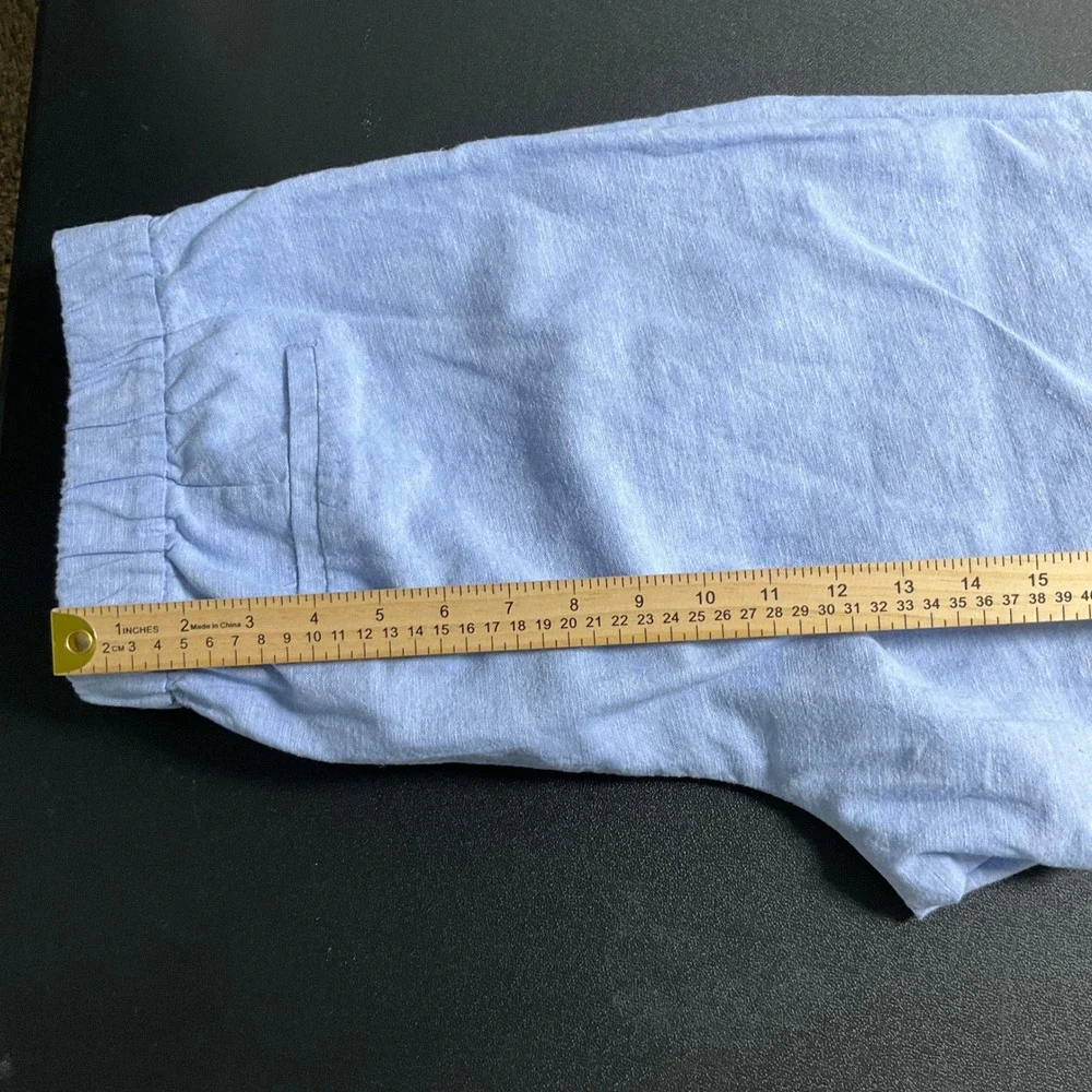 J.Crew Linen Blend Cropped Pants Gold Button Detail Casual‎ Womens Size 14